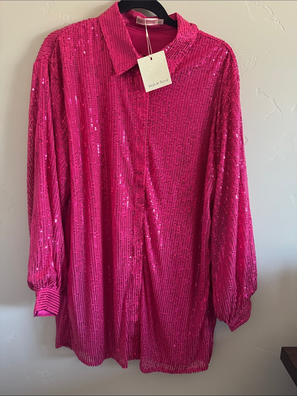 Skylar Rose pink sequin dress or long tunic. NWT